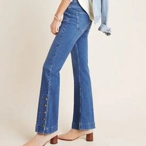 Pilcro and Letterpress for Anthropologie Button Hem High Rise Bootcut Jeans 27